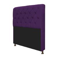 Cabeceira Estofada Lady 140 Cm Solteiro Com Capitonê Suede - Doce Sonho Móveis Roxo - 3