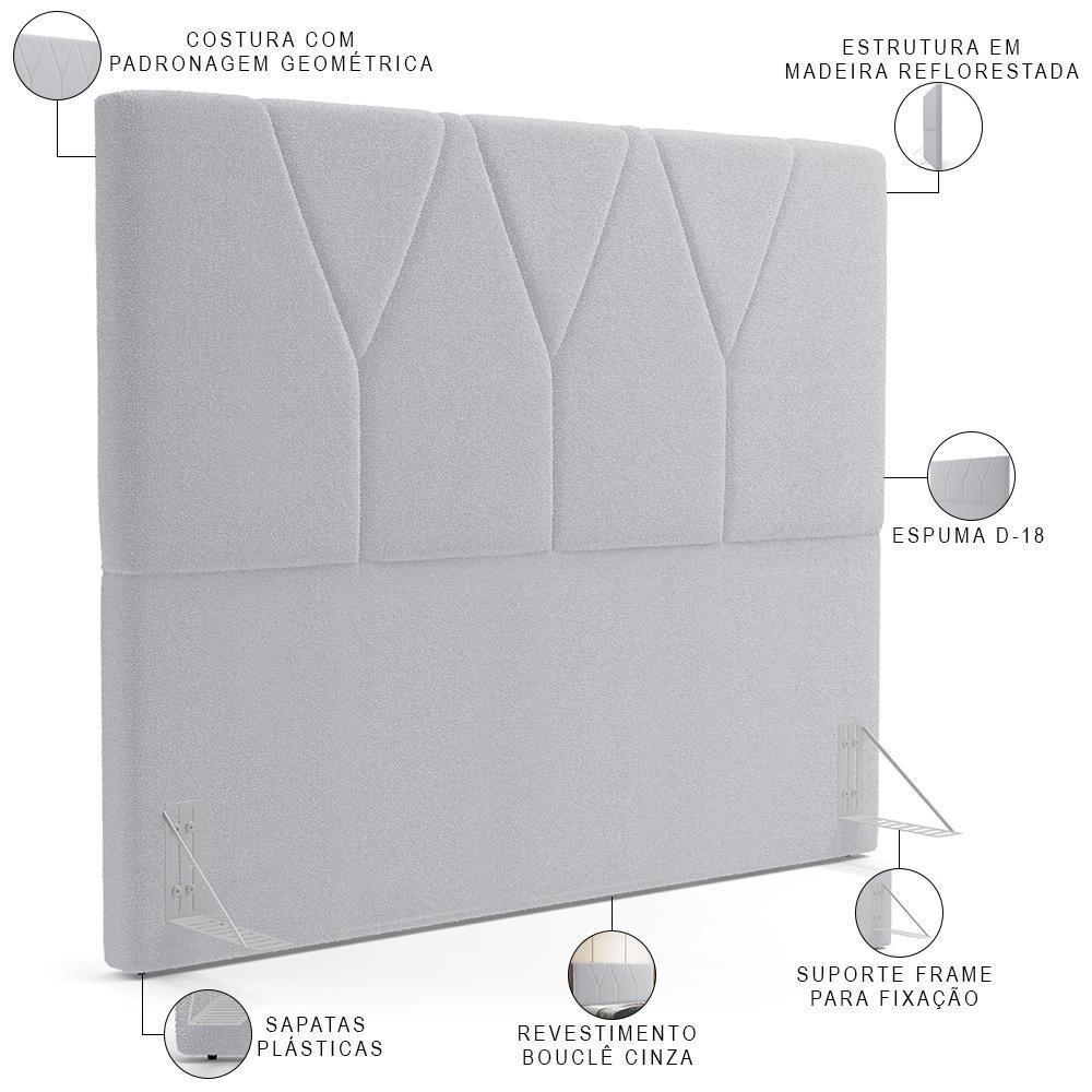 Cabeceira Cama Box Casal King 195 Cm Aurora W01 Bouclê Cinza - 6