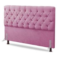 Cabeceira Cama Box Solteiro Lylla 90cm Capitonê Com Frame Suede Rosa - Desk Design - 1