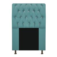 Cabeceira Estofada Lady Com Strass 90 Cm Queen Size Suede - Doce Sonho Móveis Azul Turquesa - 1