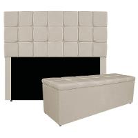 Kit Cabeceira E Calçadeira Manchester 195 Cm King Size Suede - Adj Decor Cor Bege - 1