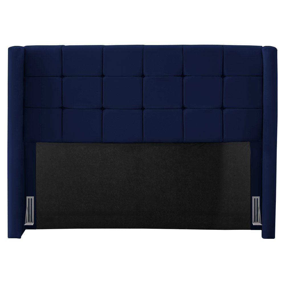 Cabeceira Cama Box Casal King Size Gioconda 195cm Com Frame Veludo Azul Escuro - Desk Design - 1