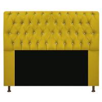 Cabeceira Estofada Lady Com Strass 160 Cm Queen Size Suede - Doce Sonho Móveis Amarelo - 1