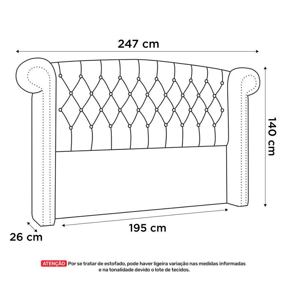 Cabeceira Cama Box Casal King Size Adelle 195cm Com Frame Suede Marrom - Abmaza - 6