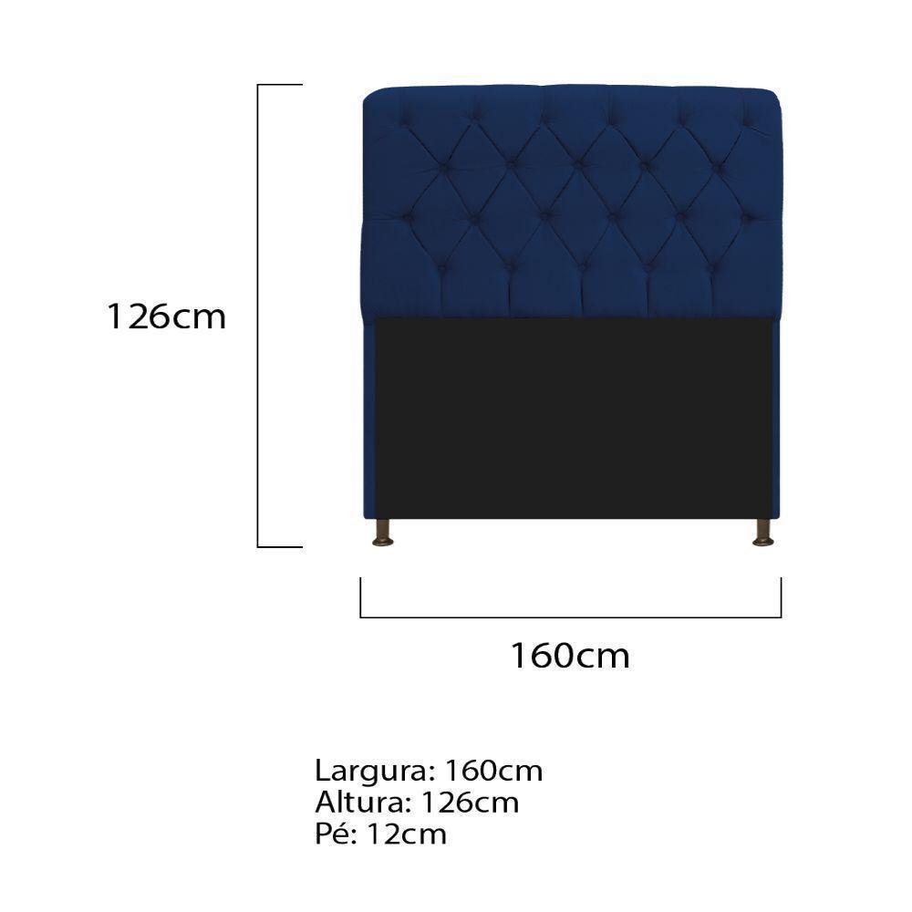 Cabeceira Estofada Lady 160 Cm Queen Size Com Capitonê Suede - Doce Sonho Móveis Azul Turquesa - 2