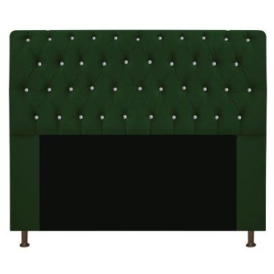 Cabeceira Estofada Lady Com Strass 160 Cm Queen Size Suede - Doce Sonho Móveis Verde