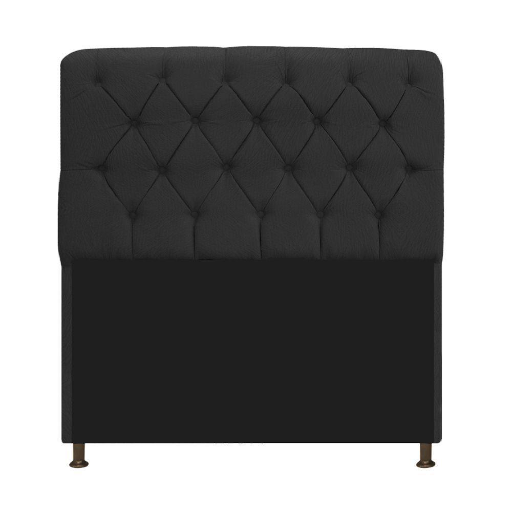 Cabeceira Estofada Lady 195 Cm King Size Com Capitonê Suede - Doce Sonho Móveis Preto - 1