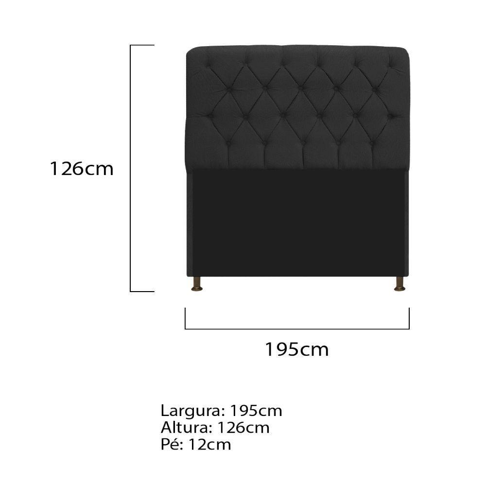 Cabeceira Estofada Lady 195 Cm King Size Com Capitonê Suede - Doce Sonho Móveis Preto - 2