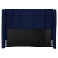 Cabeceira Cama Box Casal Queen Size Gioconda 160cm Com Frame Veludo Azul Escuro - Desk Design - 1