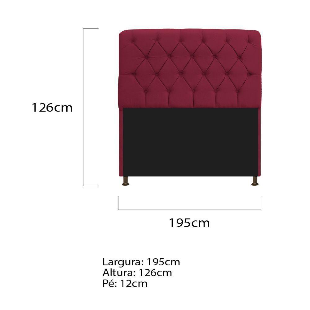 Cabeceira Estofada Lady 195 Cm King Size Com Capitonê Suede - Doce Sonho Móveis Bordô - 2