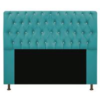 Cabeceira Estofada Lady Com Strass 160 Cm Queen Size Suede - Doce Sonho Móveis Azul Turquesa - 1