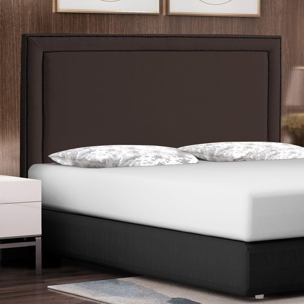 Cabeceira Cama Box Casal King Size Maísa 195cm Com Frame Veludo Marrom - Abmaza - 1