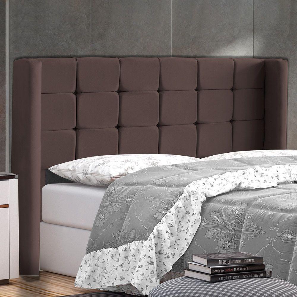 Cabeceira Cama Box Casal Gioconda 140cm Com Frame Veludo Marrom - Abmaza - 1