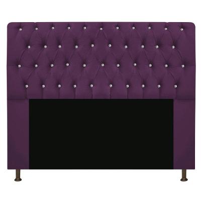 Cabeceira Estofada Lady Com Strass 160 Cm Queen Size Suede - Doce Sonho Móveis Roxo