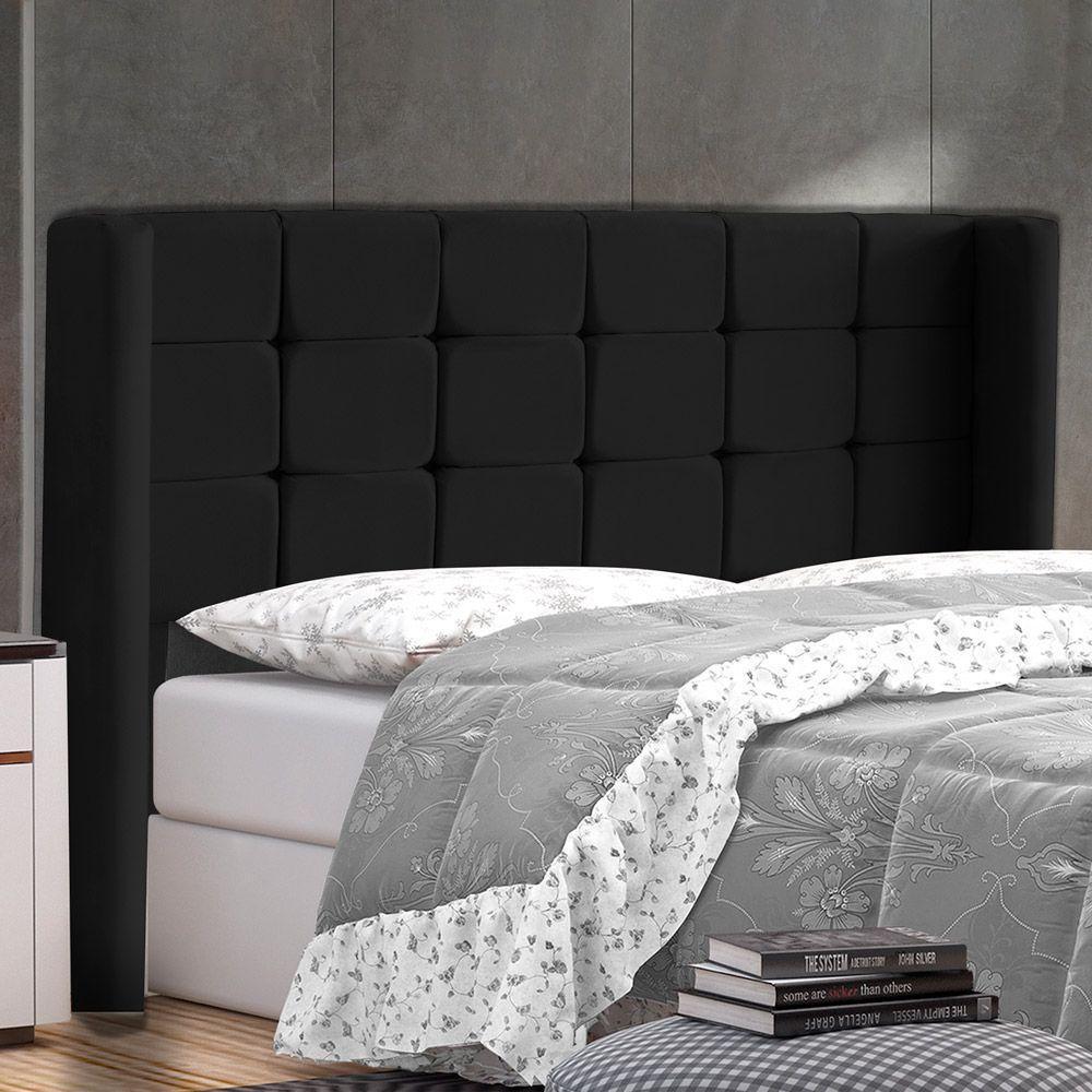 Cabeceira Cama Box Casal Queen Size Gioconda 160cm Com Frame Suede Preto - Abmaza - 1