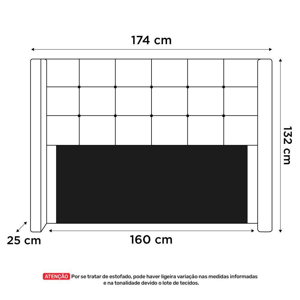Cabeceira Cama Box Casal Queen Size Gioconda 160cm Com Frame Suede Preto - Abmaza - 6