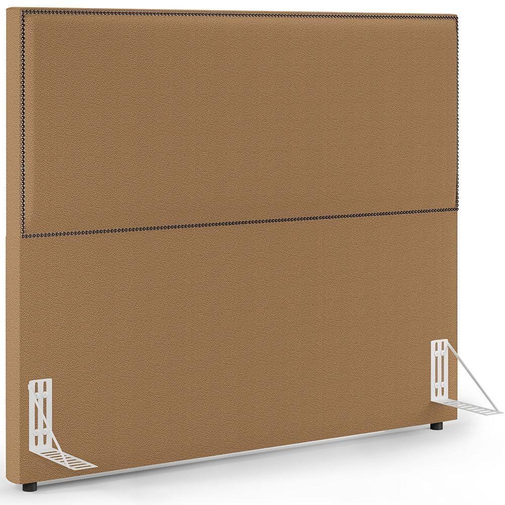 Cabeceira Cama Box Casal Com Tachas 140 Cm Vicenza L02 Bouclê Mostarda - 1