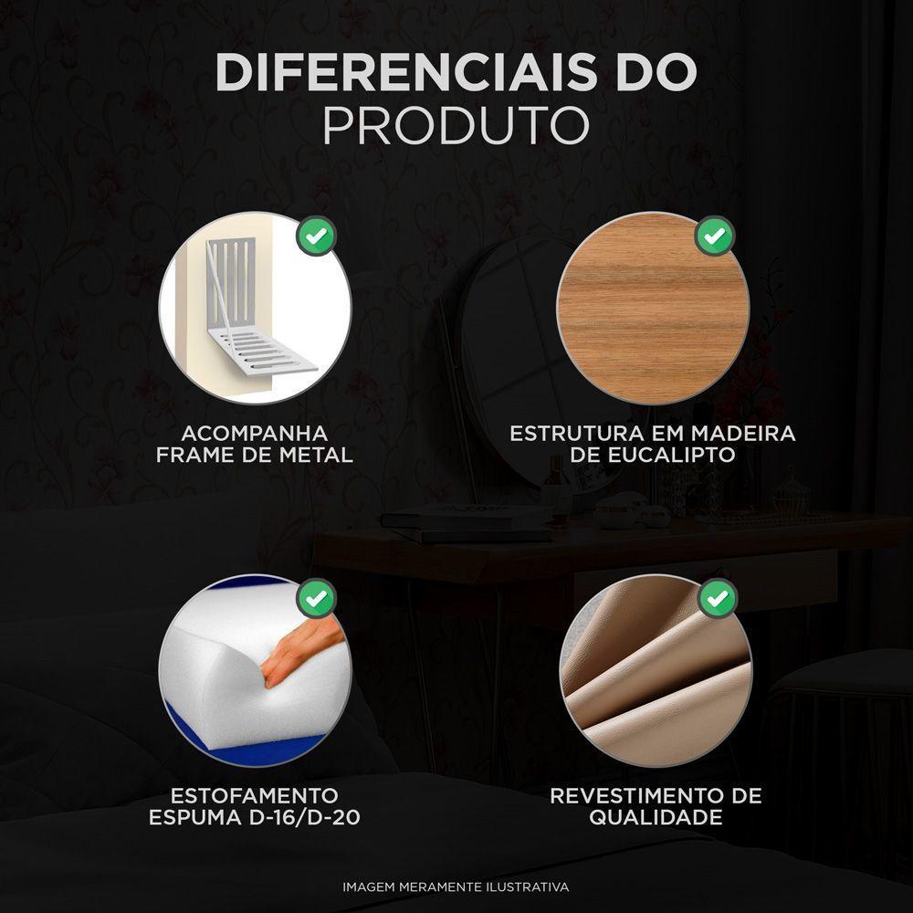 Cabeceira Cama Box Casal Gioconda 140cm Com Frame Linho Bege - Abmaza - 5