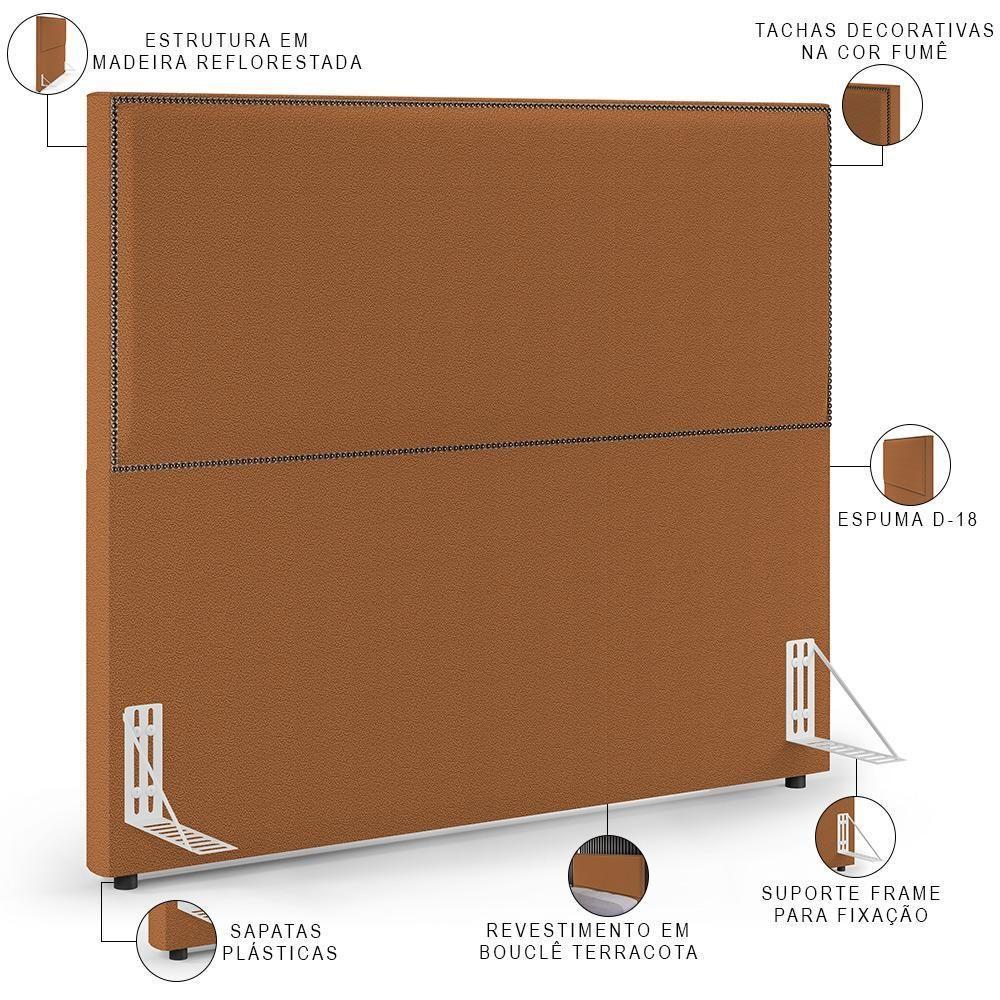 Cabeceira Box Casal Com Tachas 160 Cm Vicenza L02 Bouclê Terracota - 5