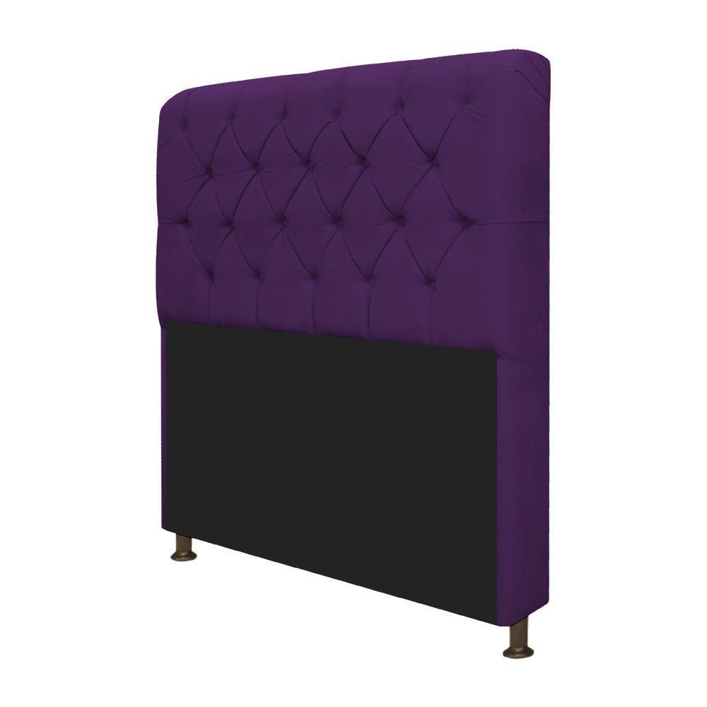 Cabeceira Estofada Lady 160 Cm Queen Size Com Capitonê Suede - Doce Sonho Móveis Roxo - 3
