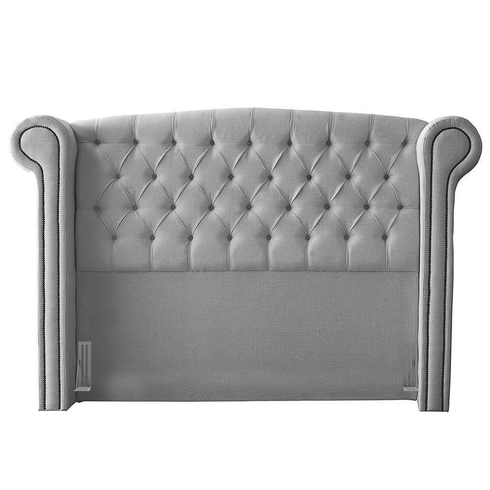 Cabeceira Cama Box Casal Adelle 140cm Com Frame Suede Cinza - Desk Design - 1