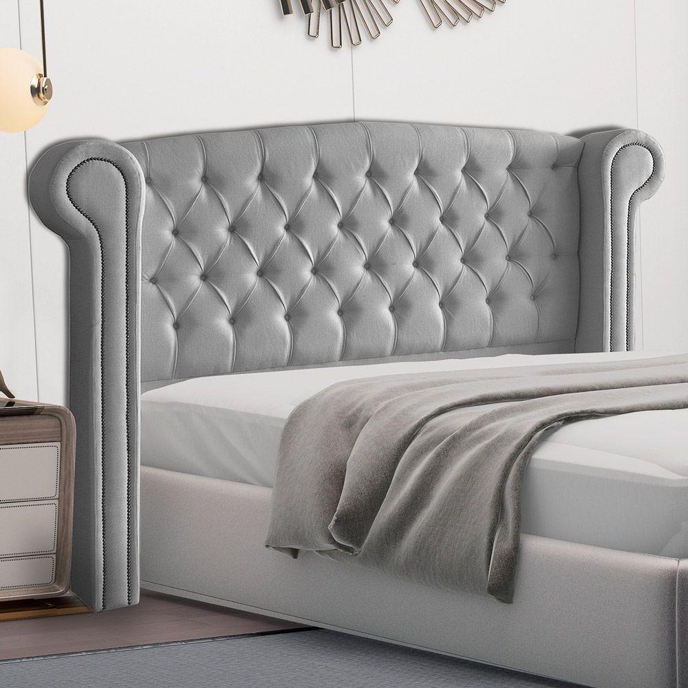 Cabeceira Cama Box Casal Adelle 140cm Com Frame Suede Cinza - Desk Design - 6