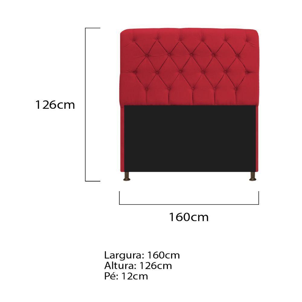 Cabeceira Estofada Lady 160 Cm Queen Size Com Capitonê Suede - Doce Sonho Móveis Vermelho - 2