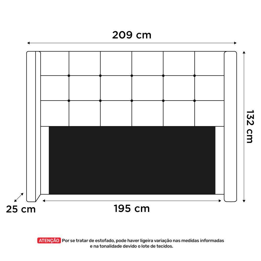 Cabeceira Cama Box Casal King Size Gioconda 195cm Com Frame Suede Bege - Abmaza - 6