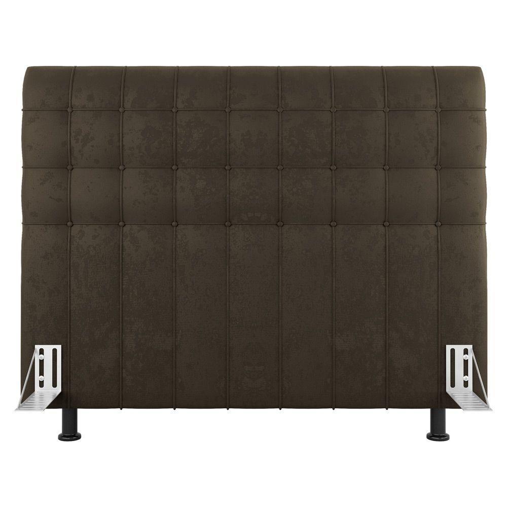 Cabeceira Cama Box Casal Dahlia 140Cm Com Frame Suede Marrom - Desk Design - 7