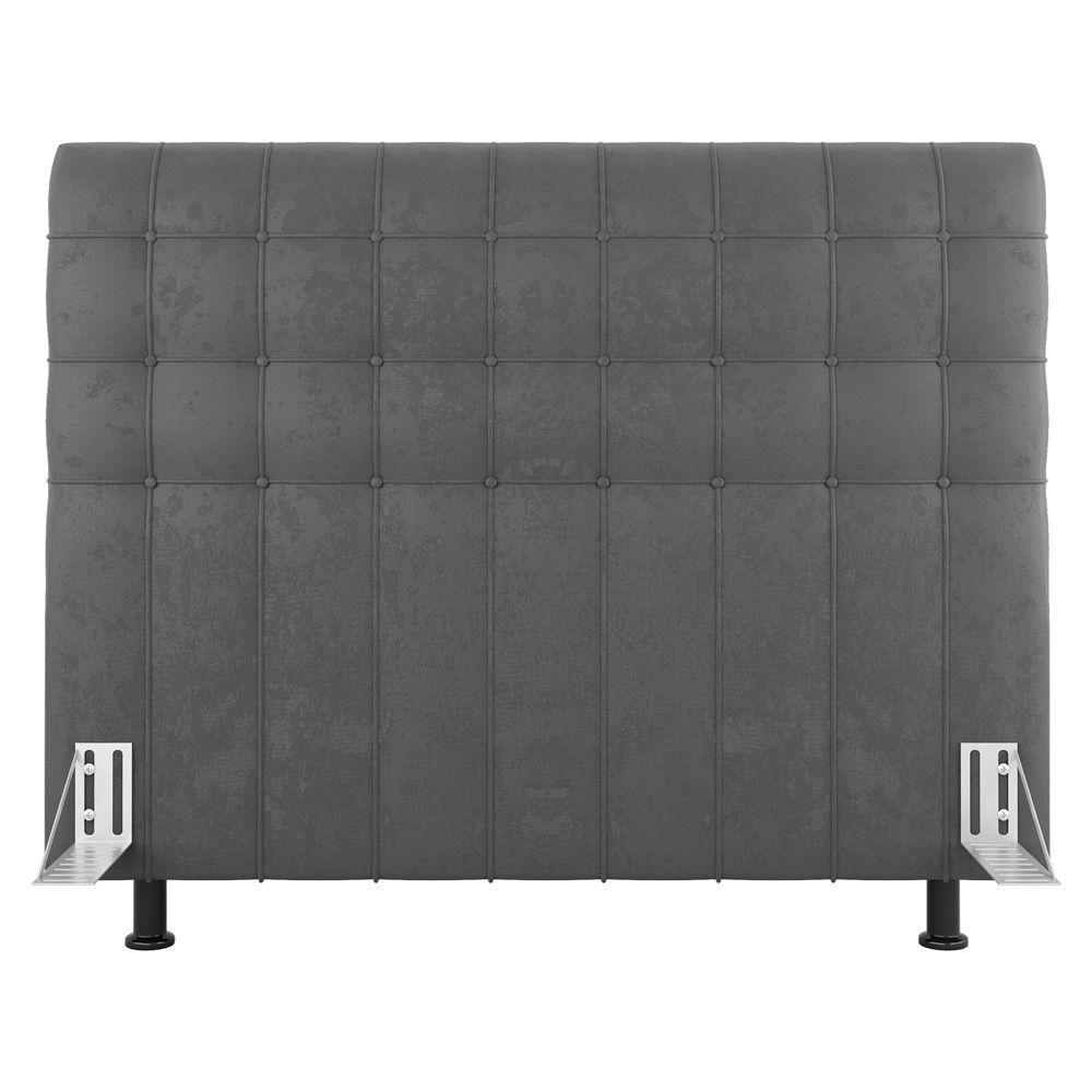 Cabeceira Cama Box Casal Queen Size Dahlia 160Cm Com Frame Sintético Cinza - Desk Design - 6