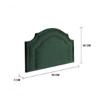 Cabeceira Solteiro Luxo 90x60 Veludo Verde Tachas Fumê - 2