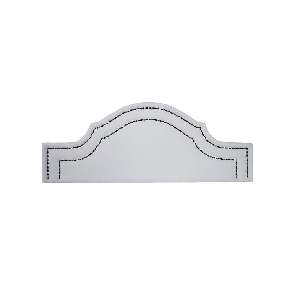 Cabeceira Casal Luxo 140x60 Courino Branco Tachas Fumê - 2