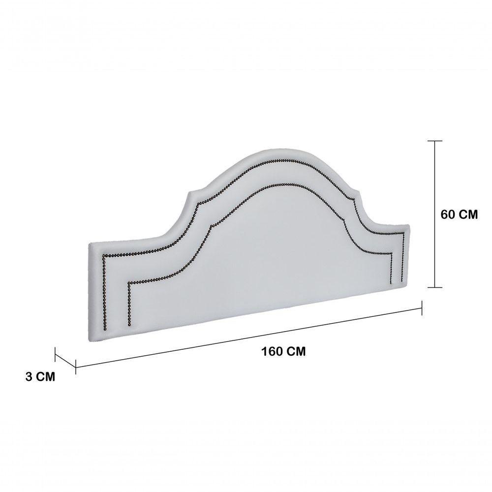 Cabeceira Casal Luxo 140x60 Courino Branco Tachas Fumê - 3