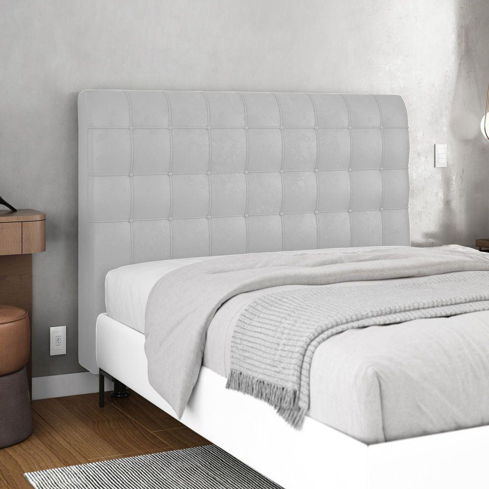 Cabeceira Cama Box Casal Queen Size Dahlia 160Cm Com Frame Sintético Branco - Desk Design - 8