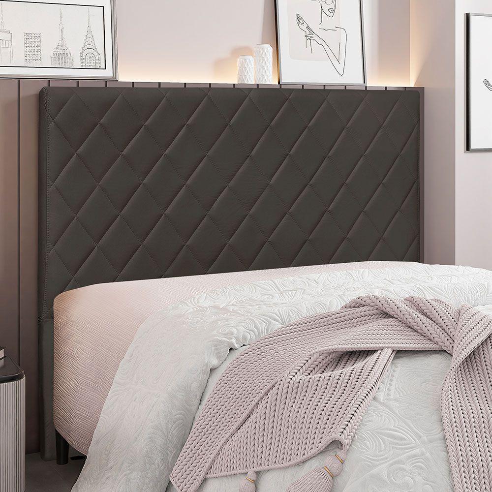 Cabeceira Solteiro 0,90m Córdoba Suede - Pallazio Cor Cinza - 6