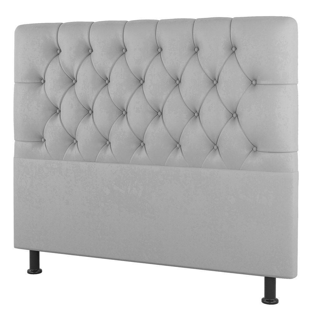 Cabeceira Cama Box Casal Queen Size Nice 160cm Suede Cinza Claro - Desk Design - 1