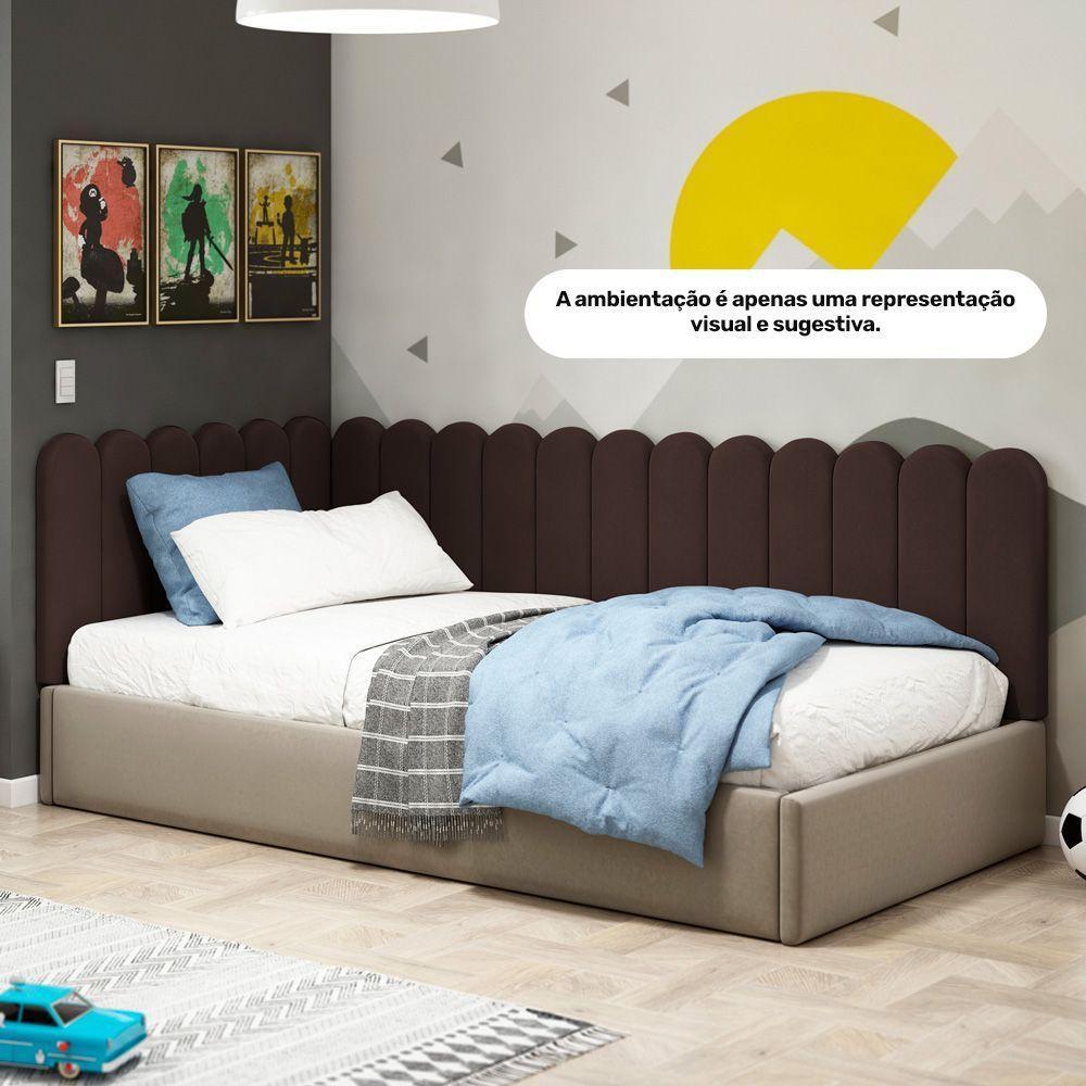 Painel Cabeceira Cama Box Casal Queen Size Lana 160cm Suede Marrom - Desk Design - 6