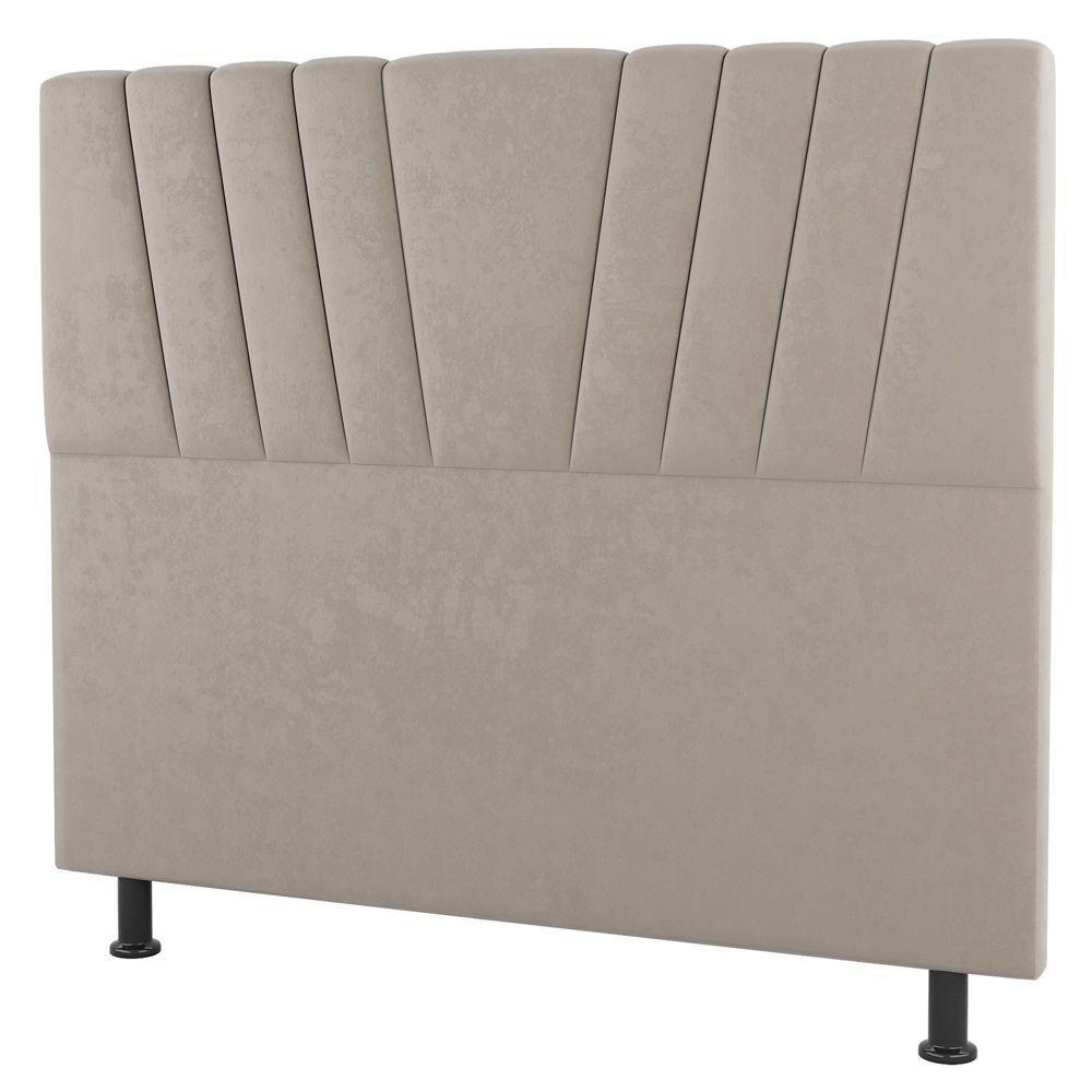 Cabeceira Cama Box Casal Queen Size Dublin 160cm Suede Bege - Desk Design - 1