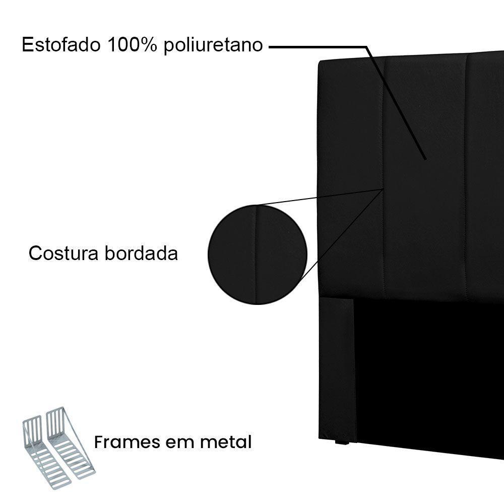 Cabeceira Solteiro 0,90m Sevilha Suede - Pallazio Cor Preto - 3
