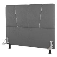 Cabeceira Cama Box Casal Queen Size Amber 160cm Estofada Linho Cinza - Desk Design - 1