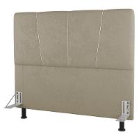 Cabeceira Cama Box Solteiro Amber 90cm Estofada Suede Bege - Desk Design - 1