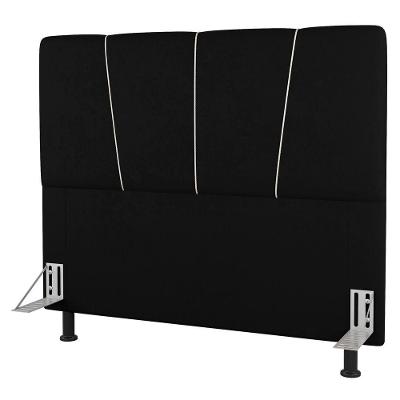 Cabeceira Cama Box Solteiro Amber 90cm Estofada Suede Preto - Desk Design