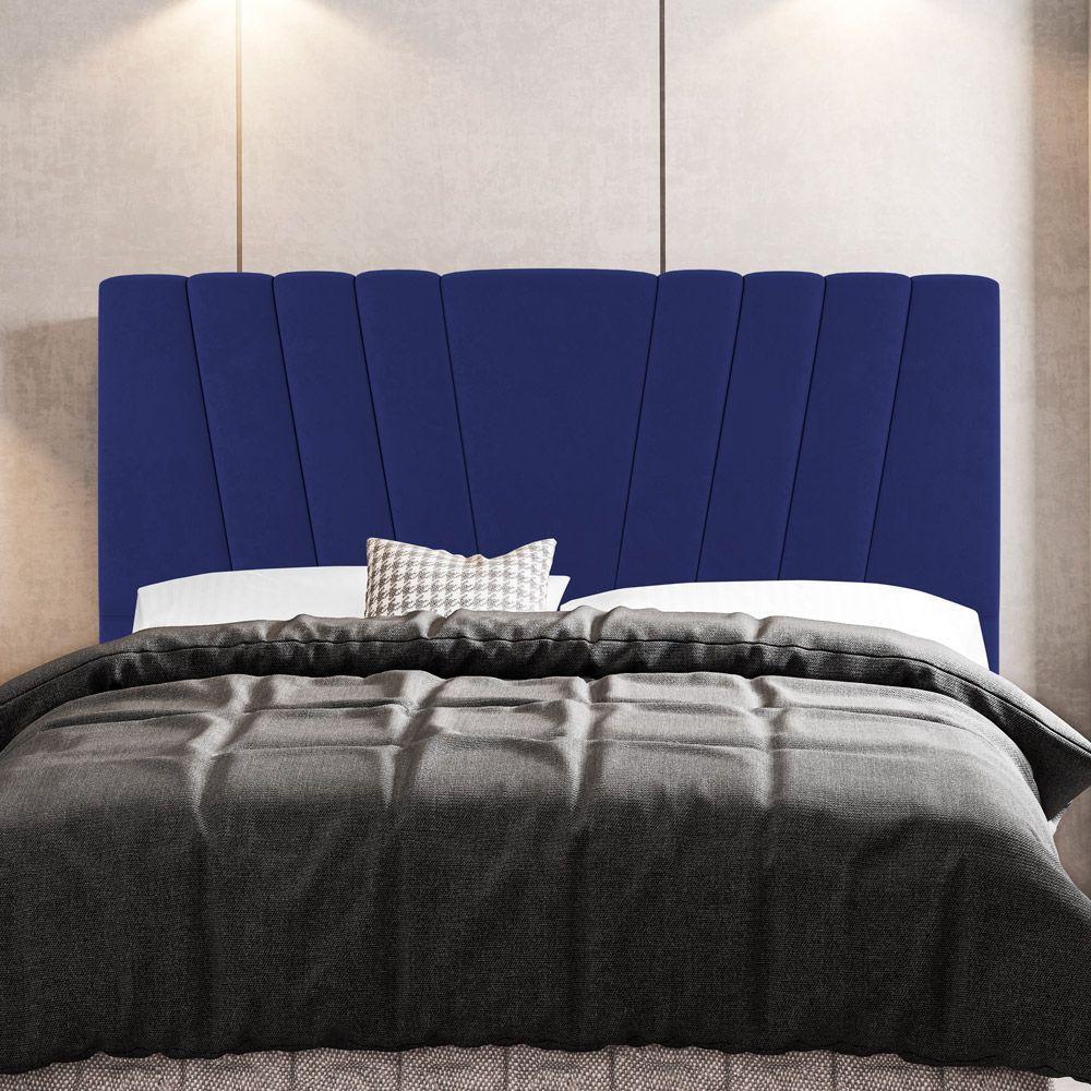 Cabeceira Cama Box Casal Queen Size Dublin 160cm Suede Azul - Desk Design - 11