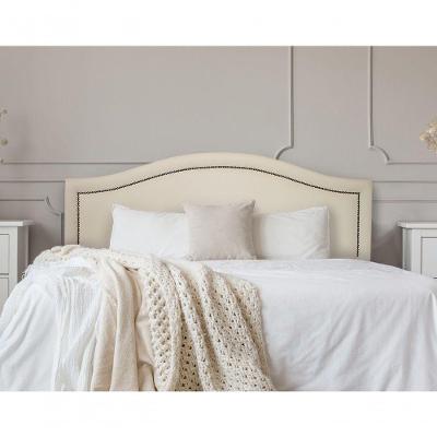 Cabeceira Queen Curva Luxo 160x60 Courino Off White - Tachas Fumê