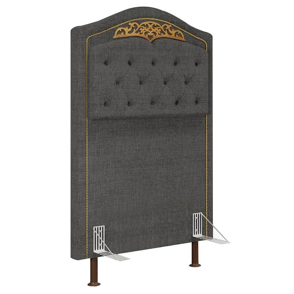 Cabeceira Cama Box Solteiro 90Cm Imperial J02 Linho Grafite - 1
