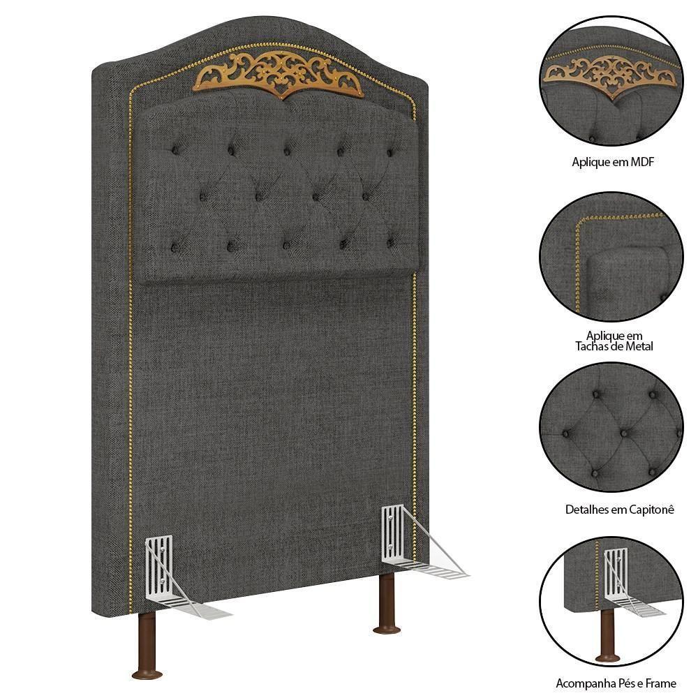 Cabeceira Cama Box Solteiro 90Cm Imperial J02 Linho Grafite - 4