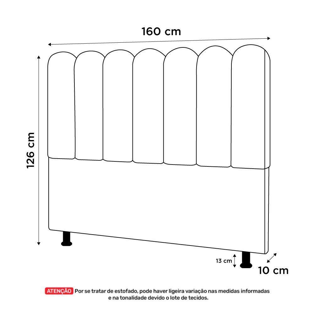 Cabeceira Cama Box Casal Queen Size Lana 160cm Linho Marrom - Desk Design - 6
