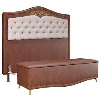 Cabeceira Cama Box Casal King 195Cm Com Calçadeira Baú Imperial J02 Facto Marrom/Bege - 1