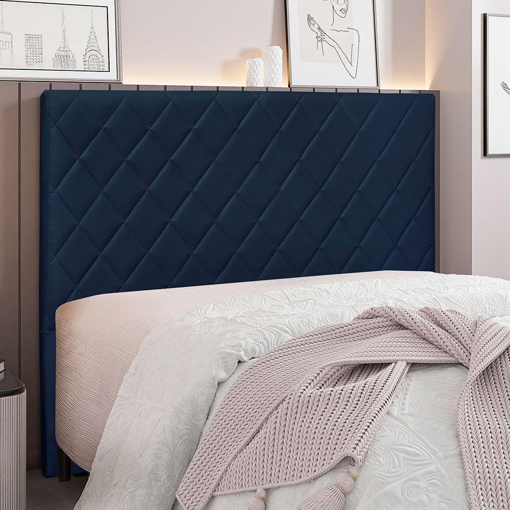 Cabeceira Solteiro 0,90m Córdoba Suede - Pallazio Cor Azul Marinho - 5