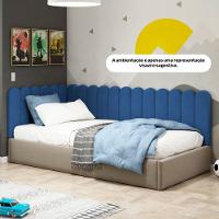 Painel Cabeceira Cama Box Casal Lana 140cm Suede Azul - Desk Design - 8